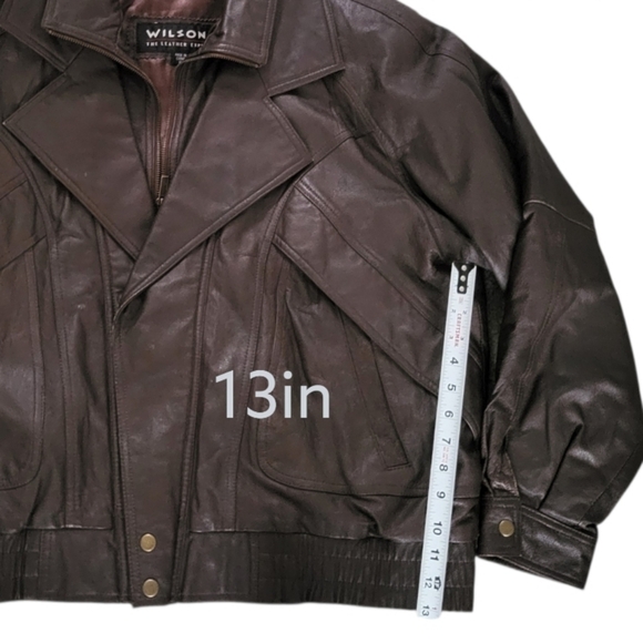 Wilson Leather Expert Brown Leather Bomber Biker Jacket Coat Men Extra Large XL - Picture 12 of 14